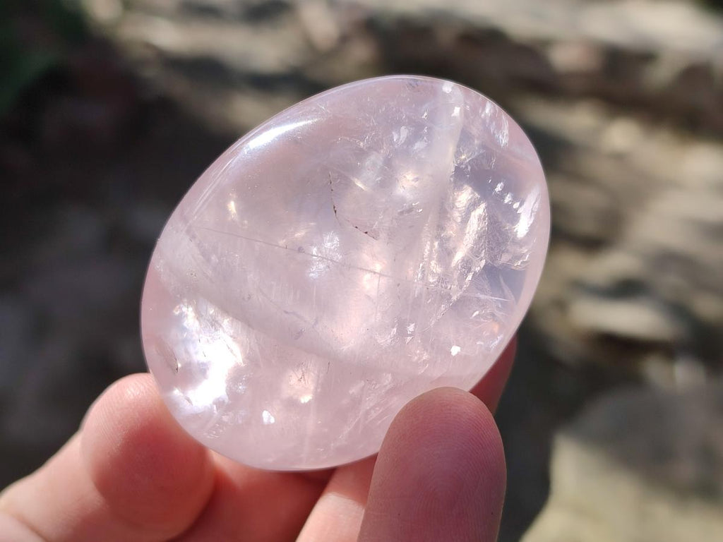 Polished Gemmy Rose Quartz Palm Stones x 20 From Madagascar