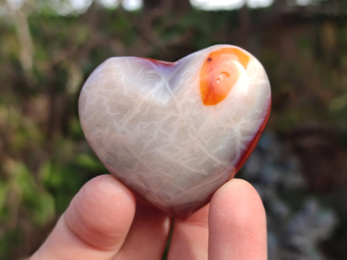 Polished Carnelian Agate Gemstone Hearts x 24 From Madagascar