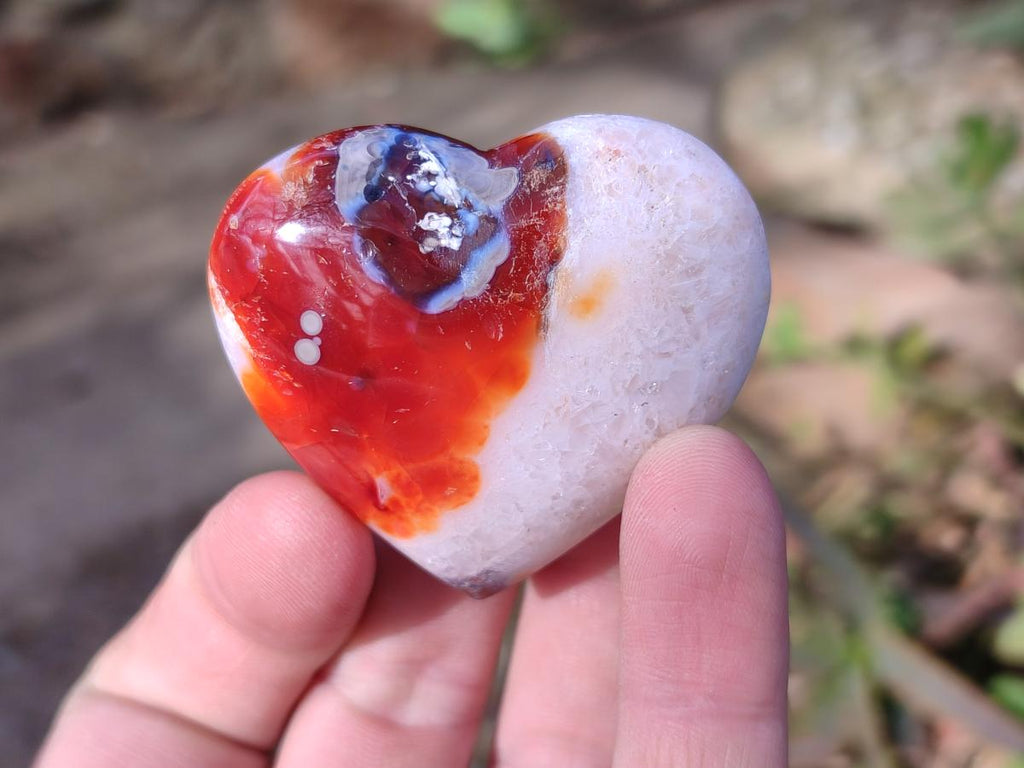 Polished Carnelian Agate Gemstone Hearts x 24 From Madagascar
