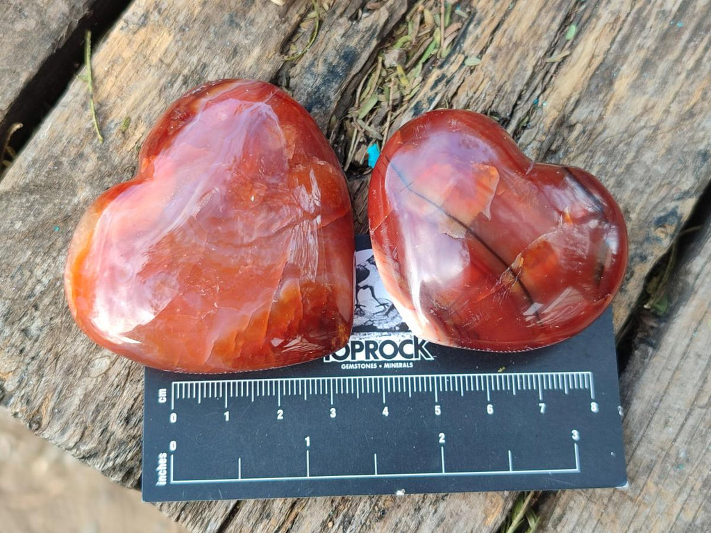Polished Carnelian Agate Gemstone Hearts x 24 From Madagascar