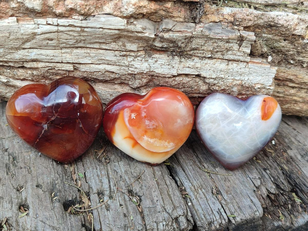Polished Carnelian Agate Gemstone Hearts x 24 From Madagascar