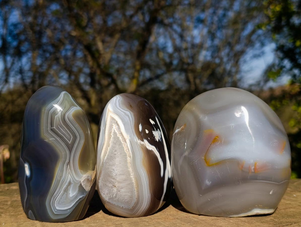 Polished Agate Standing Display Pieces x 3 From Madagascar - Toprock Gemstones and Minerals 