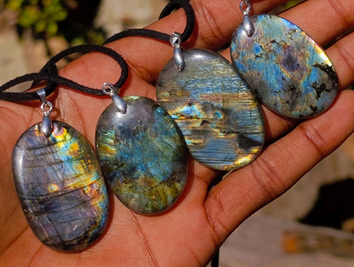 Hand Made Labradorite Necklaces x 12 From Madagascar - Toprock Gemstones and Minerals 