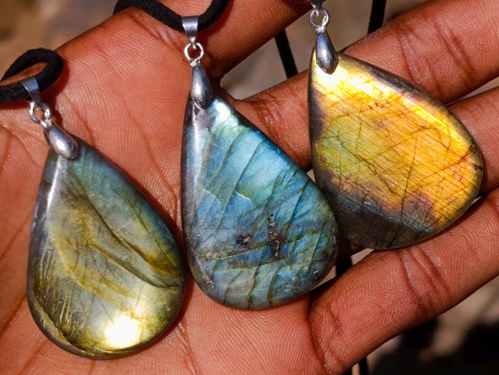 Hand Made Labradorite Necklaces x 12 From Madagascar - Toprock Gemstones and Minerals 