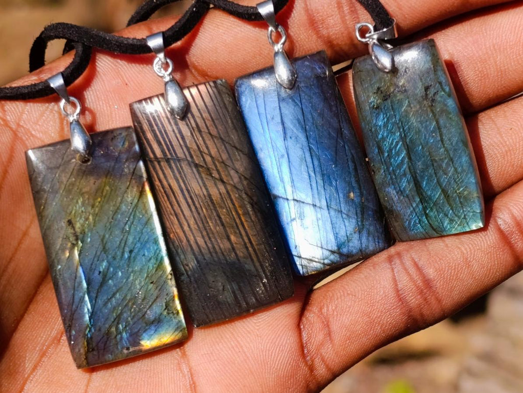 Hand Made Labradorite Necklaces x 12 From Madagascar - Toprock Gemstones and Minerals 