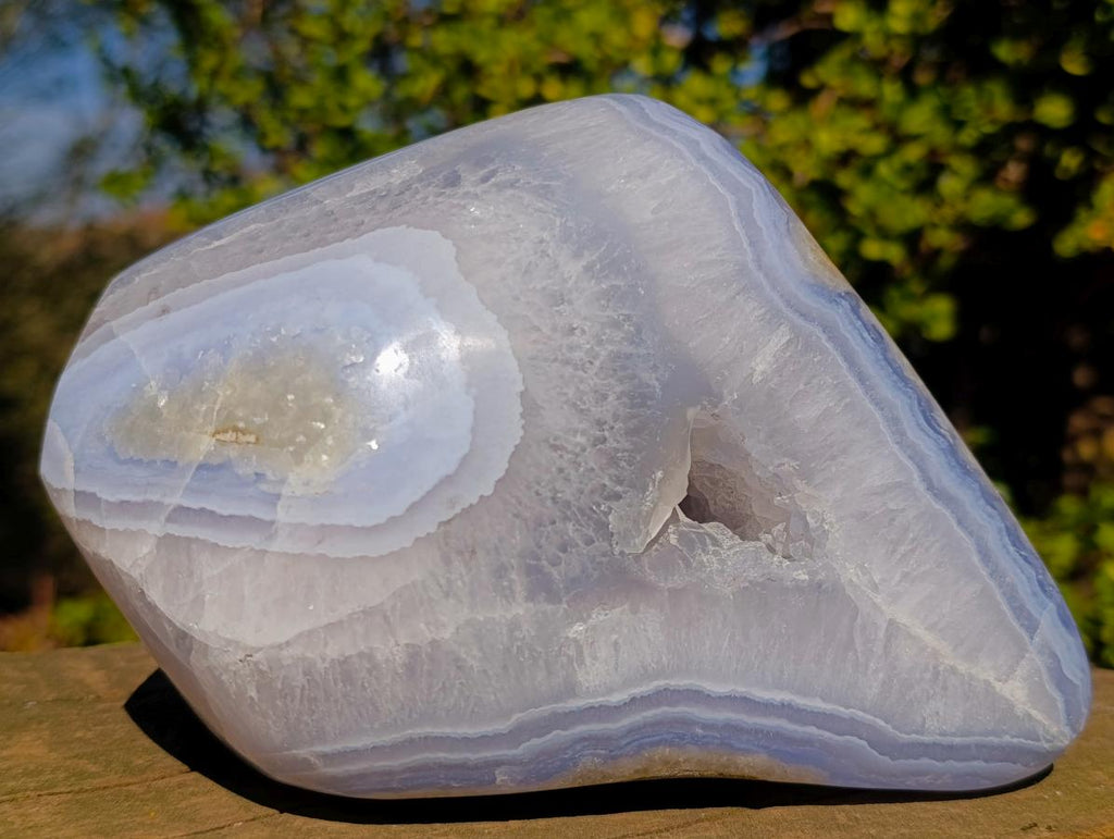 Polished Large Blue Lace Agate Standing Display Piece x 1 From Nsanje, Malawi - Toprock Gemstones and Minerals 