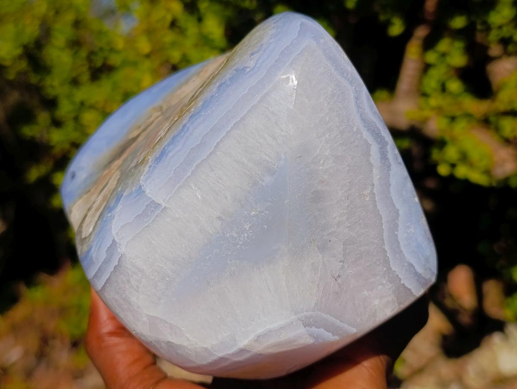 Polished Large Blue Lace Agate Standing Display Piece x 1 From Nsanje, Malawi - Toprock Gemstones and Minerals 