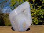 Polished Large Blue Lace Agate Standing Display Piece x 1 From Nsanje, Malawi - Toprock Gemstones and Minerals 