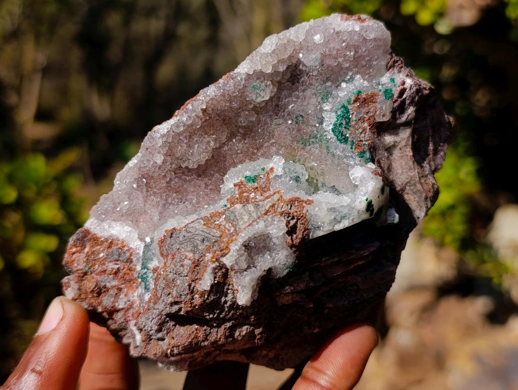 Natural Salrose Cobaltoan Dolomite Specimens with Malachite and Drusy Dolomite x 3 From Kakanda, Congo - Toprock Gemstones and Minerals 