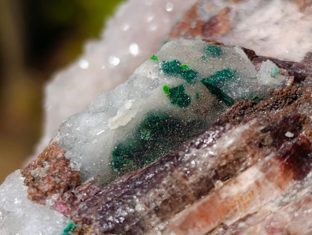 Natural Salrose Cobaltoan Dolomite Specimens with Malachite and Drusy Dolomite x 3 From Kakanda, Congo - Toprock Gemstones and Minerals 