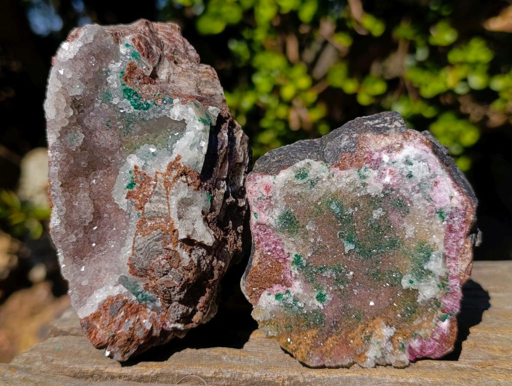 Natural Salrose Cobaltoan Dolomite Specimens with Malachite and Drusy Dolomite x 3 From Kakanda, Congo - Toprock Gemstones and Minerals 