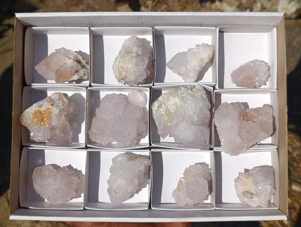 Natural Lilac Spirit Amethyst Clusters with Cactus Flower Formations x 12 From Boekenhouthoek, South Africa - Toprock Gemstones and Minerals 