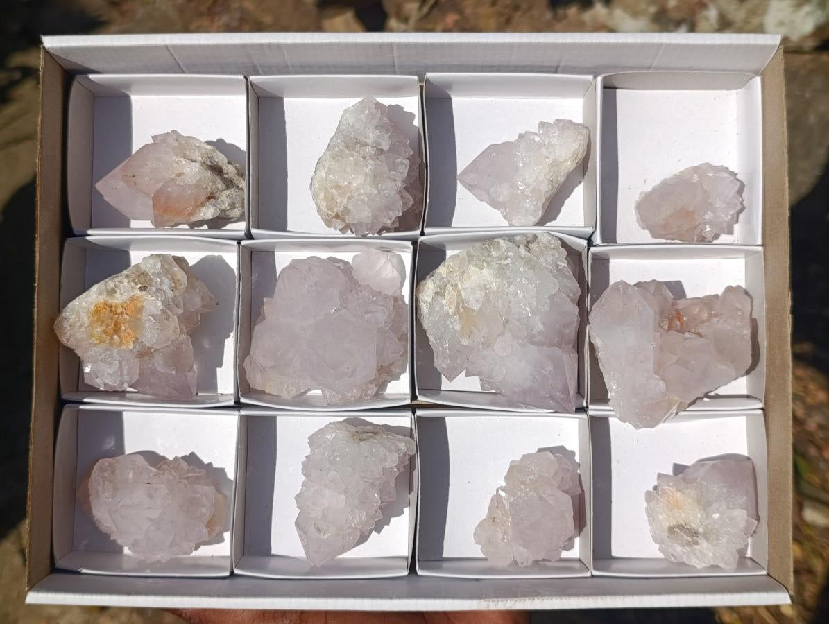 Natural Lilac Spirit Amethyst Clusters with Cactus Flower Formations x 12 From Boekenhouthoek, South Africa - Toprock Gemstones and Minerals 