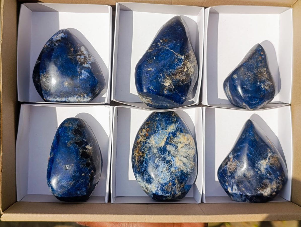 Polished Dumortierite Standing Display Pieces x 6 From Madagascar - Toprock Gemstones and Minerals 