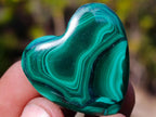Polished Small Flower Banded Malachite Hearts x 20 From Congo - Toprock Gemstones and Minerals 
