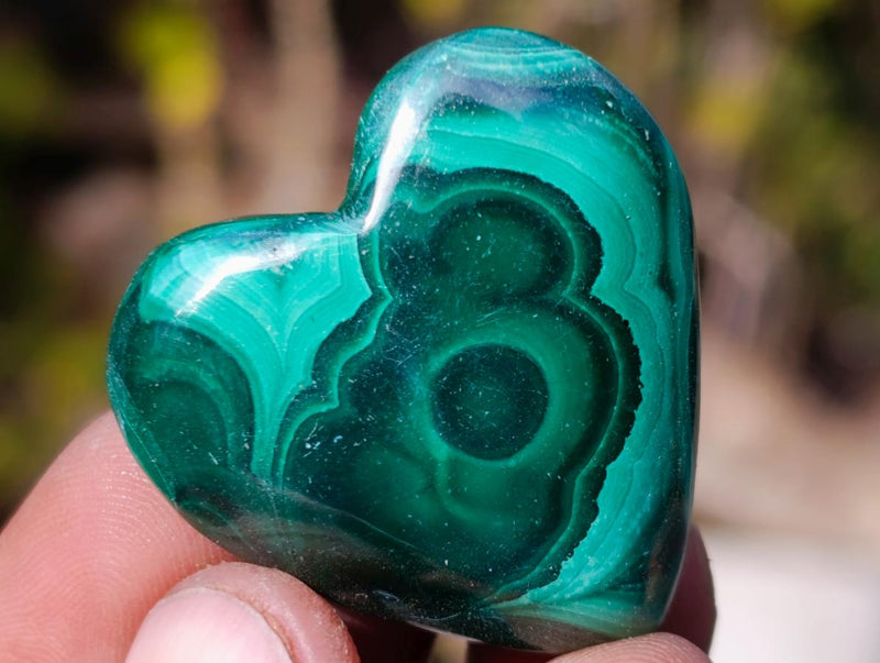 Polished Small Flower Banded Malachite Hearts x 20 From Congo - Toprock Gemstones and Minerals 
