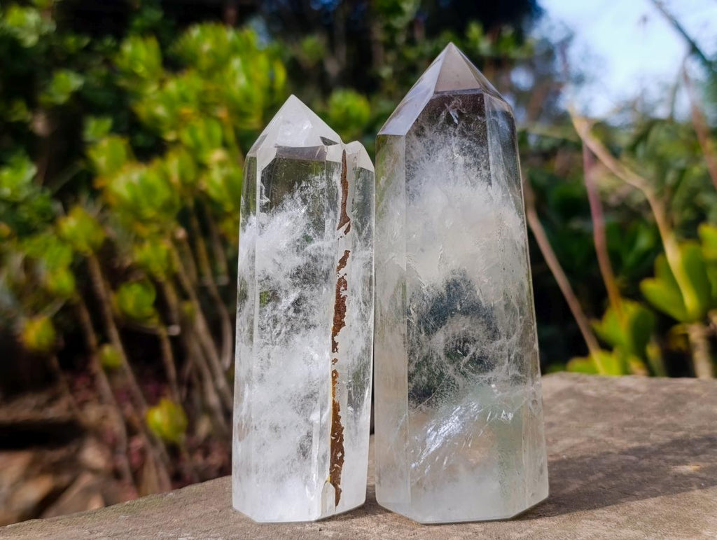 Polished and Natural Quartz Display Crystals x 3 From Madagascar - Toprock Gemstones and Minerals 