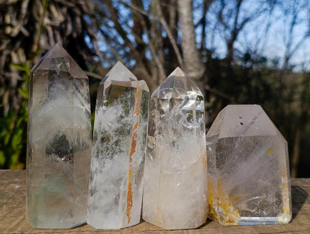 Polished and Natural Quartz Display Crystals x 3 From Madagascar - Toprock Gemstones and Minerals 