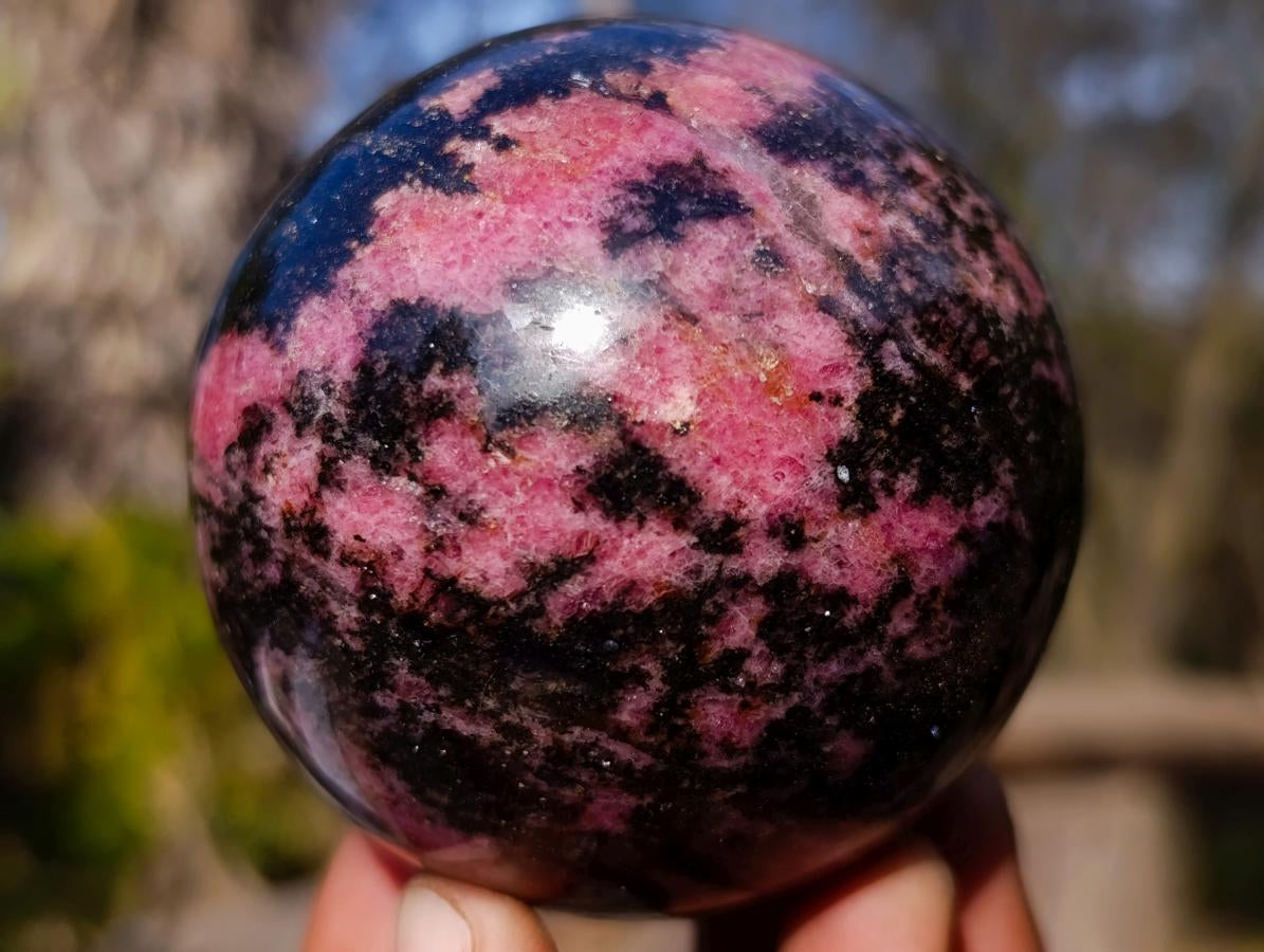 Polished Rhodonite Gemstone Spheres x 3 From Ambindavato, Madagascar - Toprock Gemstones and Minerals 