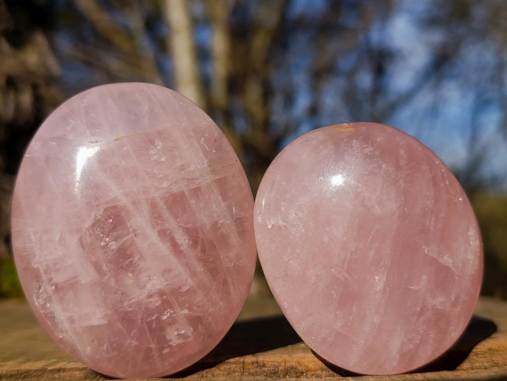 Polished Gemmy Rose Quartz Palm Stones x 24 From Madagascar - Toprock Gemstones and Minerals 