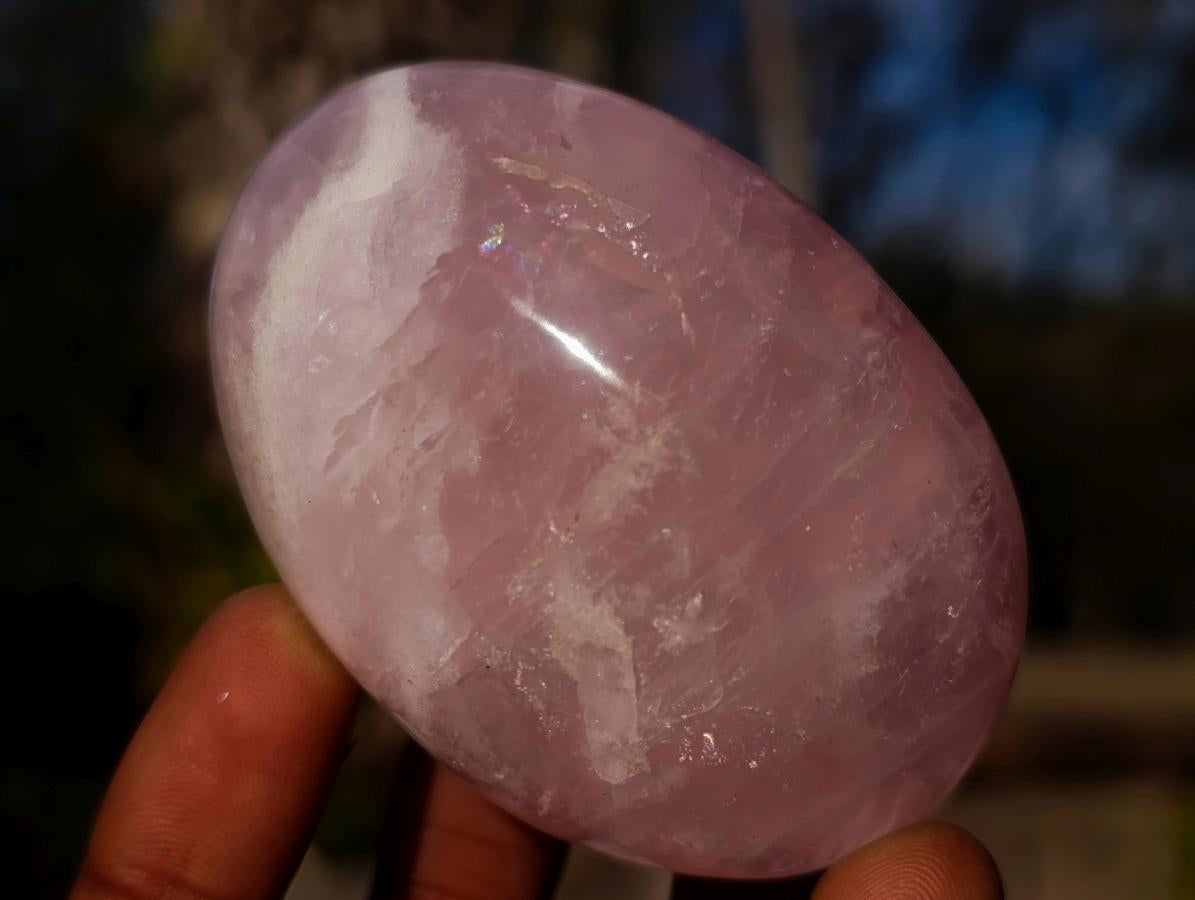 Polished Gemmy Rose Quartz Palm Stones x 24 From Madagascar - Toprock Gemstones and Minerals 