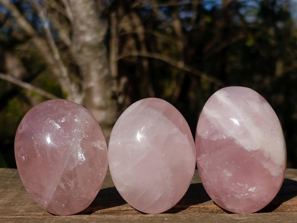 Polished Gemmy Rose Quartz Palm Stones x 24 From Madagascar - Toprock Gemstones and Minerals 