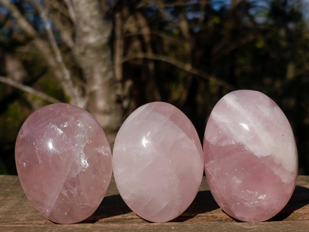 Polished Gemmy Rose Quartz Palm Stones x 24 From Madagascar - Toprock Gemstones and Minerals 