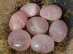 Polished Gemmy Rose Quartz Palm Stones x 24 From Madagascar - Toprock Gemstones and Minerals 