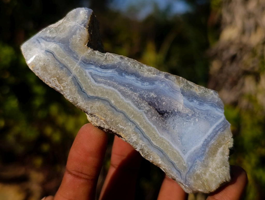 Polished One Side Blue Lace Agate Geodes x 12 From Nsanje, Malawi - Toprock Gemstones and Minerals 
