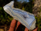 Polished One Side Blue Lace Agate Geodes x 12 From Nsanje, Malawi - Toprock Gemstones and Minerals 