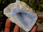 Polished One Side Blue Lace Agate Geodes x 12 From Nsanje, Malawi - Toprock Gemstones and Minerals 