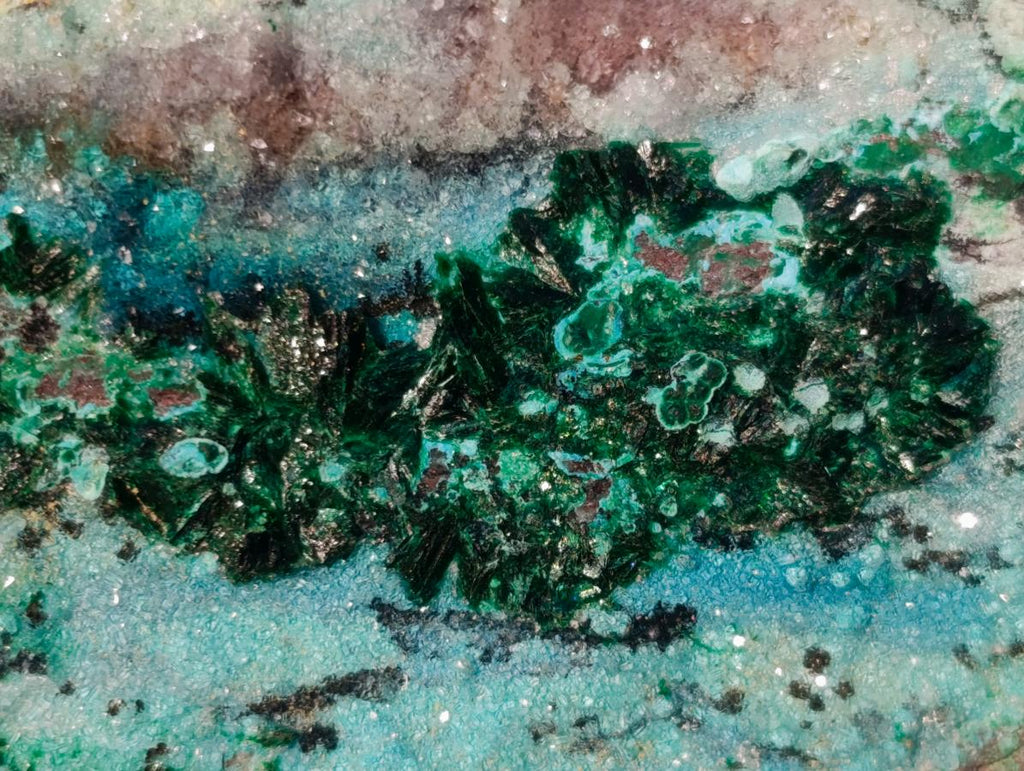 Natural Drusy Dolomite Coated Chrysocolla with Malachite Crystals x 2 From Lupoto Mine, Congo - Toprock Gemstones and Minerals 
