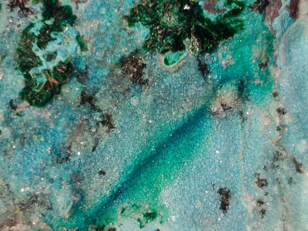 Natural Drusy Dolomite Coated Chrysocolla with Malachite Crystals x 2 From Lupoto Mine, Congo - Toprock Gemstones and Minerals 