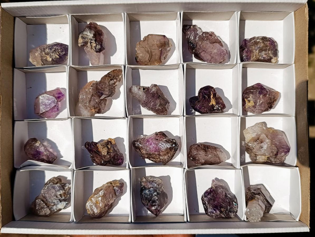 Natural Smokey Skeletal Window Amethyst Crystals x 20 From Chiredzi, Zimbabwe