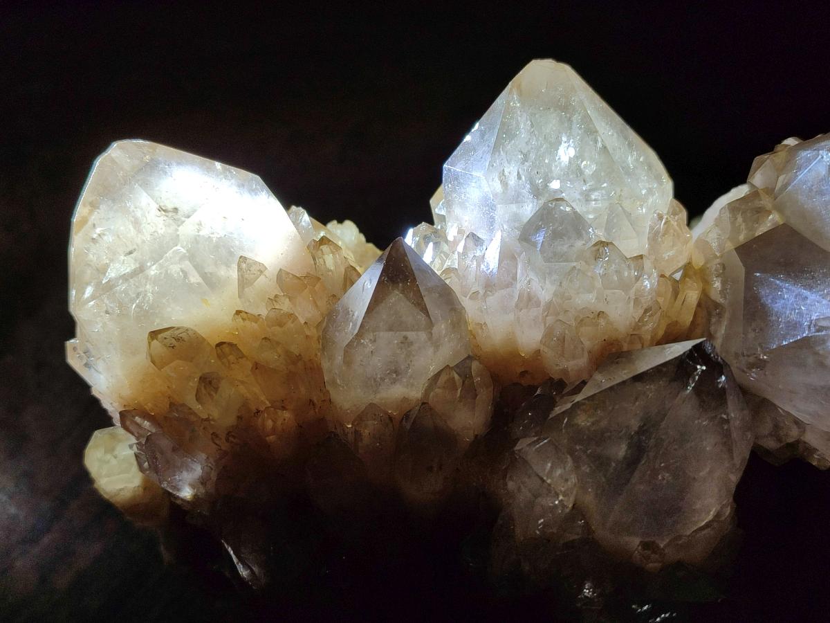 Natural Cascading White Phantom Smokey Luena Quartz Clusters x 3 From Luena, Congo