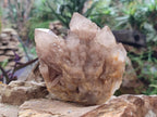 Natural Cascading White Phantom Smokey Luena Quartz Clusters x 3 From Luena, Congo
