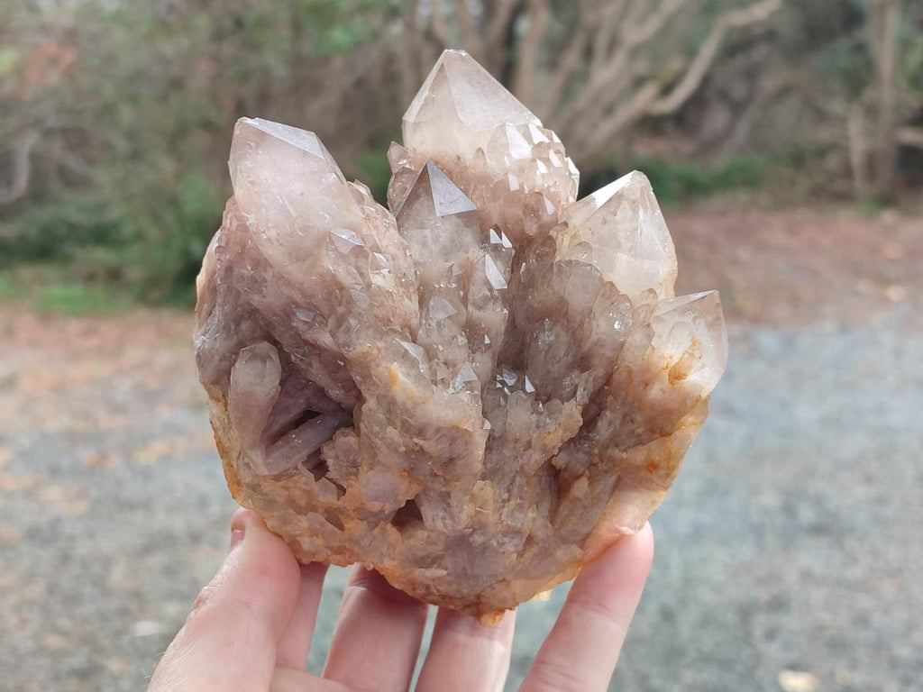 Natural Cascading White Phantom Smokey Luena Quartz Clusters x 3 From Luena, Congo