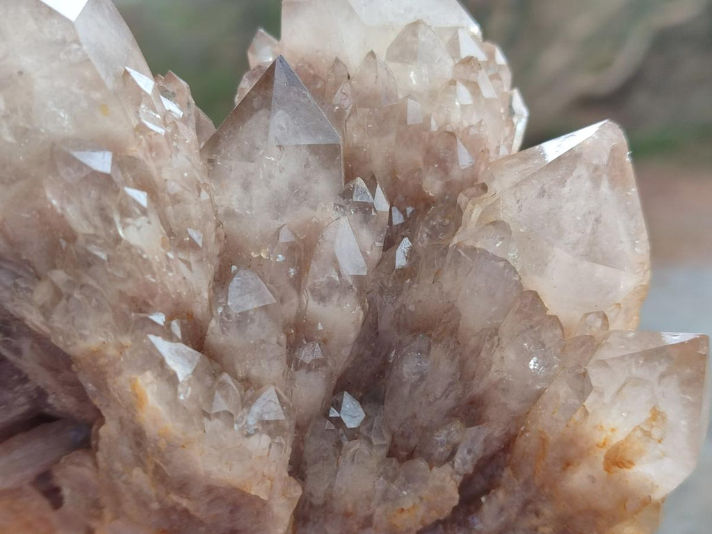 Natural Cascading White Phantom Smokey Luena Quartz Clusters x 3 From Luena, Congo