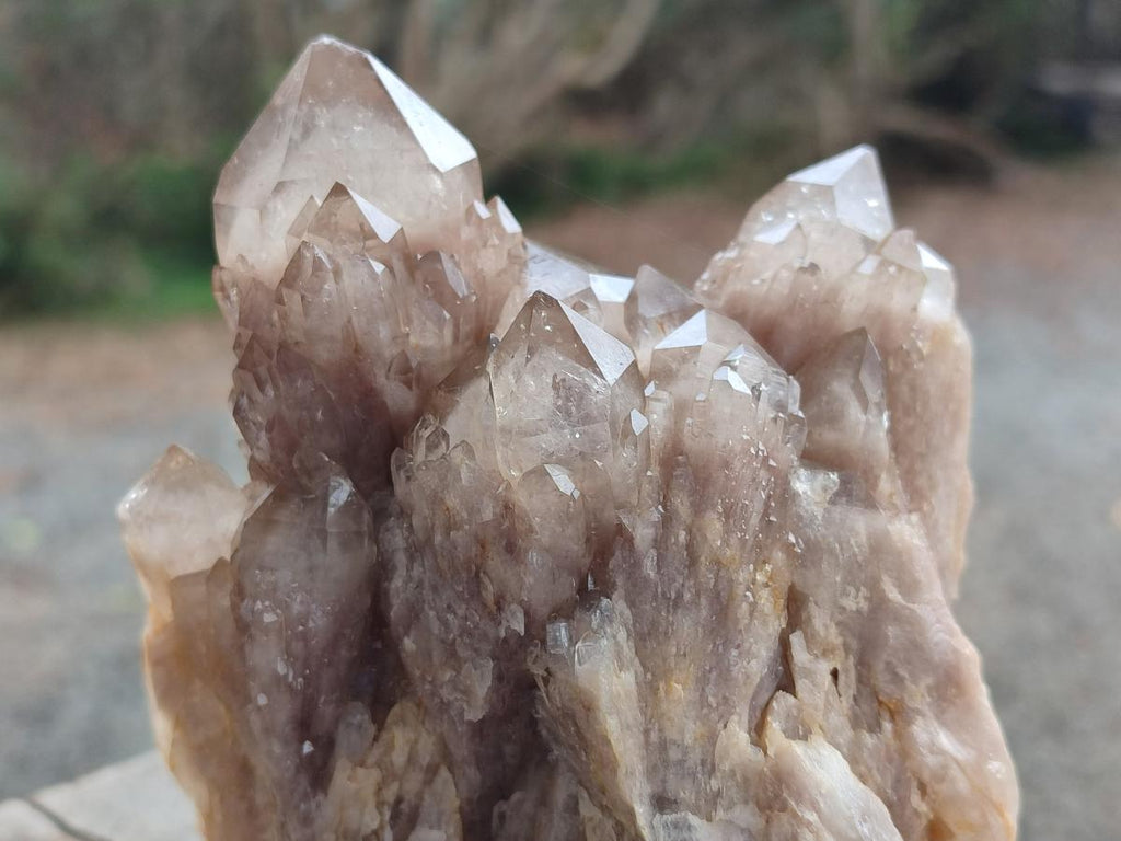 Natural Cascading White Phantom Smokey Luena Quartz Clusters x 3 From Luena, Congo