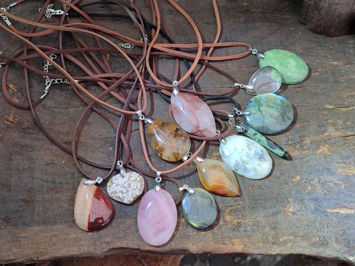 Hand Made Mixed Multi Mineral Necklaces x 12 From Madagascar