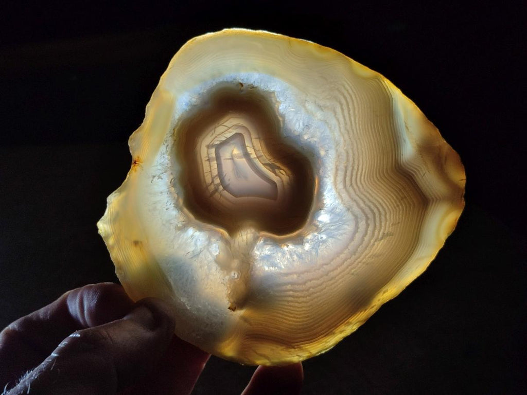 Polished Banded Agate Slices with Natural Edging x 6 From Madagascar