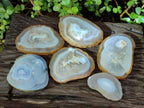 Polished Banded Agate Slices with Natural Edging x 6 From Madagascar