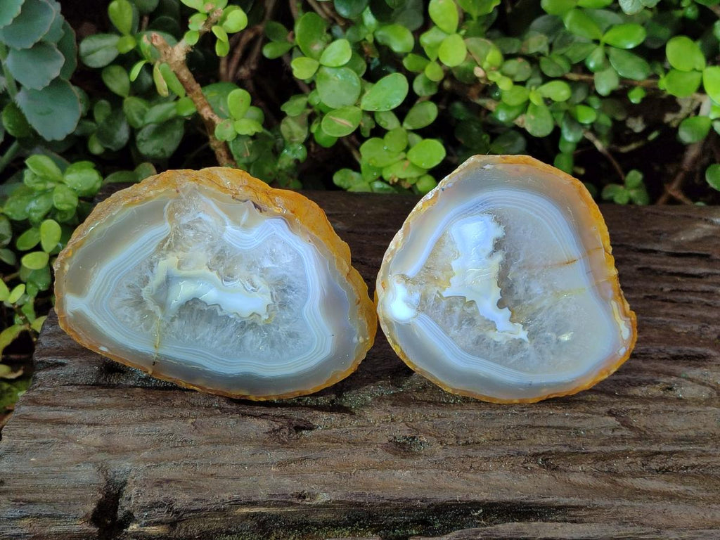 Polished Banded Agate Slices with Natural Edging x 6 From Madagascar