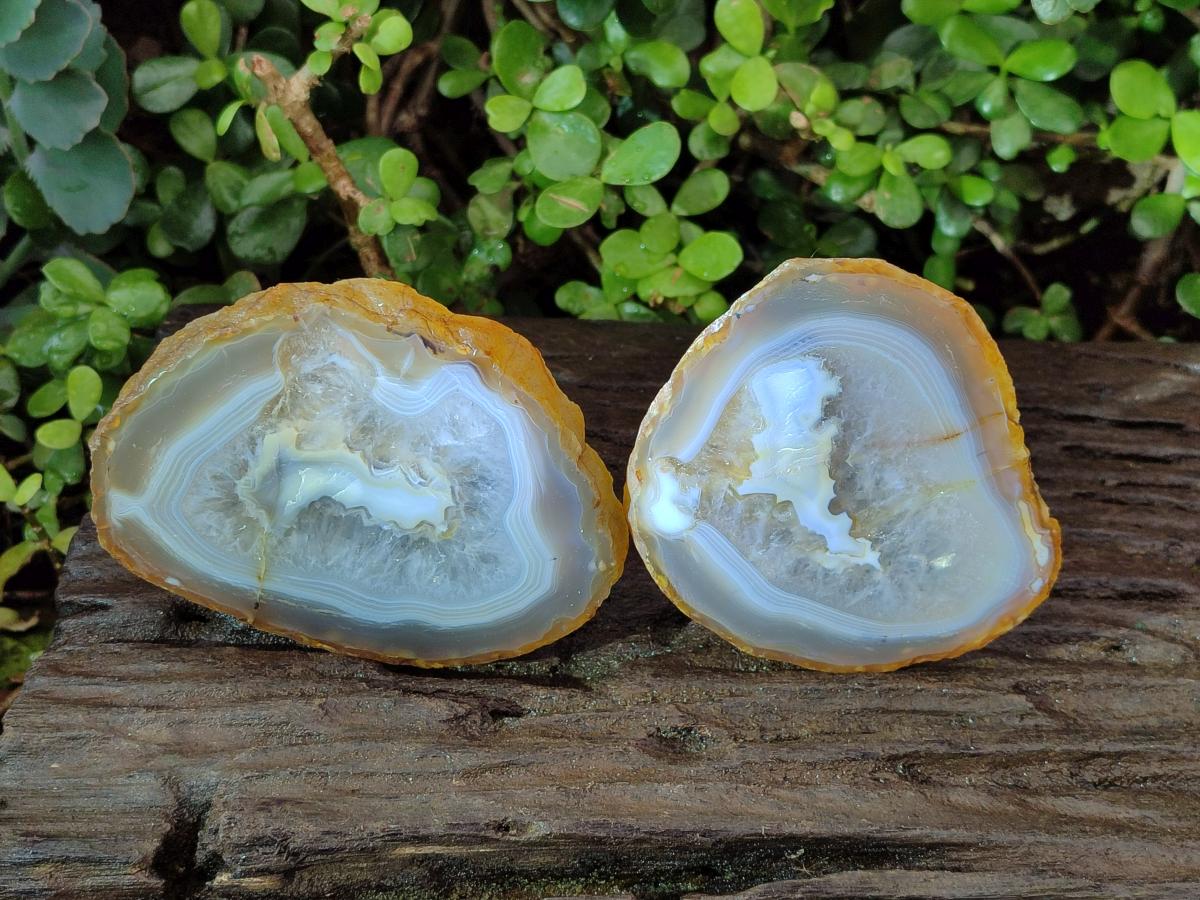 Polished Banded Agate Slices with Natural Edging x 6 From Madagascar