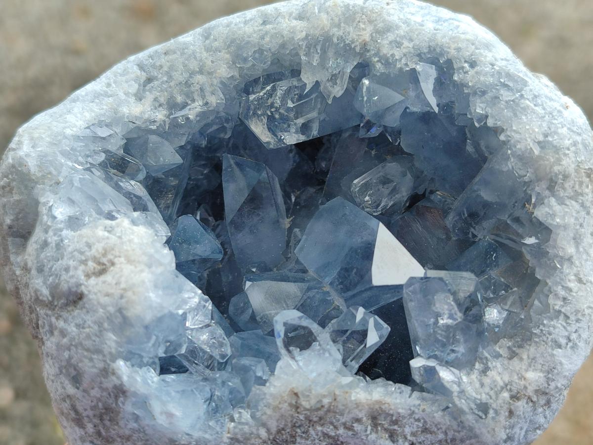 Natural Cabinet Size Blue Celestite Geode Specimens x 2 From Sakoany, Madagascar - Toprock Gemstones and Minerals 