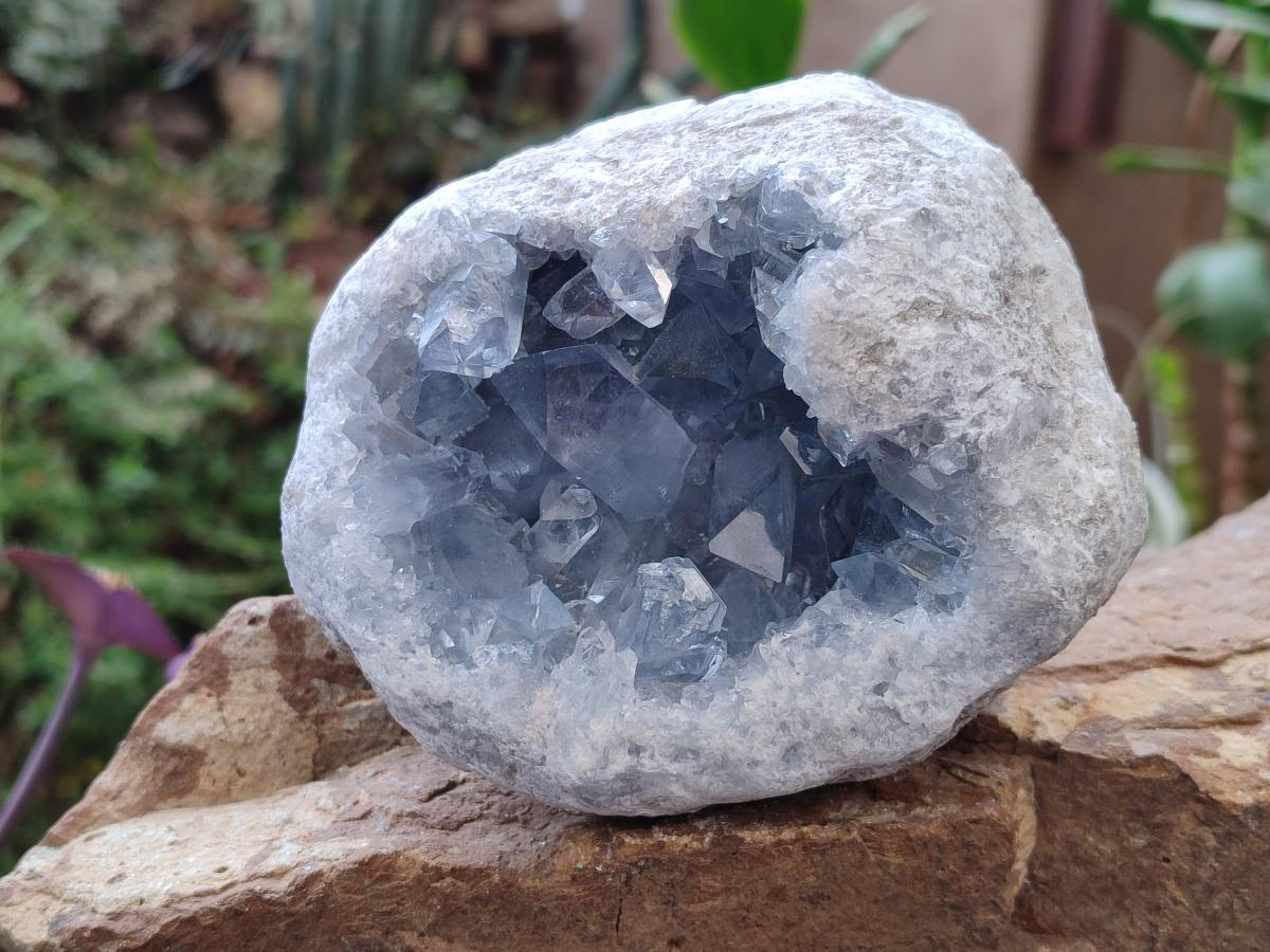 Natural Cabinet Size Blue Celestite Geode Specimens x 2 From Sakoany, Madagascar - Toprock Gemstones and Minerals 
