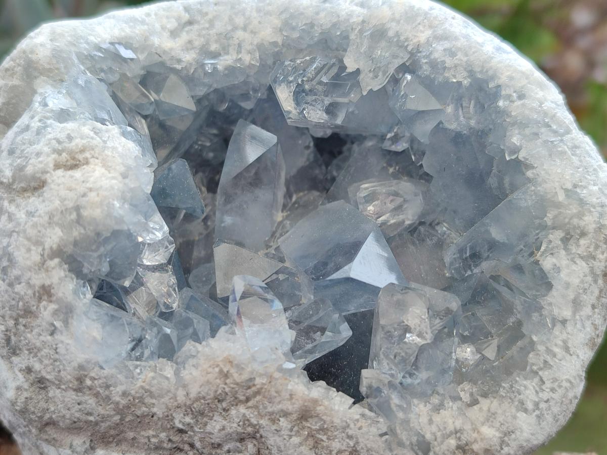 Natural Cabinet Size Blue Celestite Geode Specimens x 2 From Sakoany, Madagascar - Toprock Gemstones and Minerals 