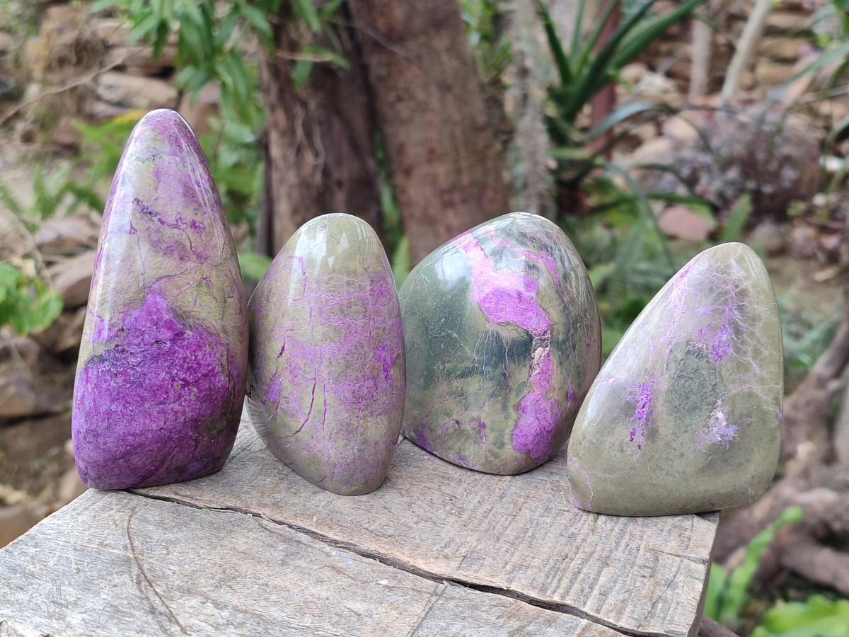 Polished Stichtite Standing Display Pieces x 4 From Barberton, South Africa - Toprock Gemstones and Minerals 