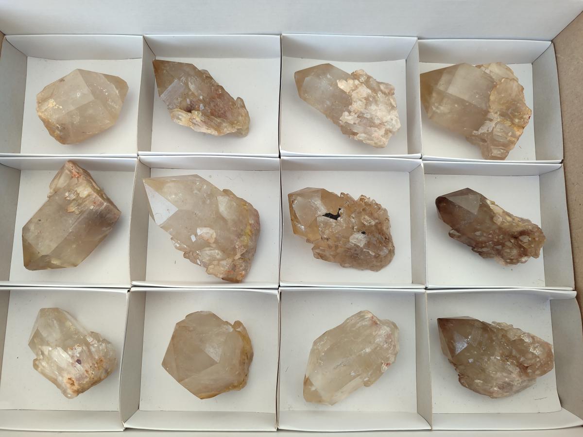 Natural Smokey Clear and Citrine Luena Quartz Crystals x 12 From Luena, Congo - Toprock Gemstones and Minerals 