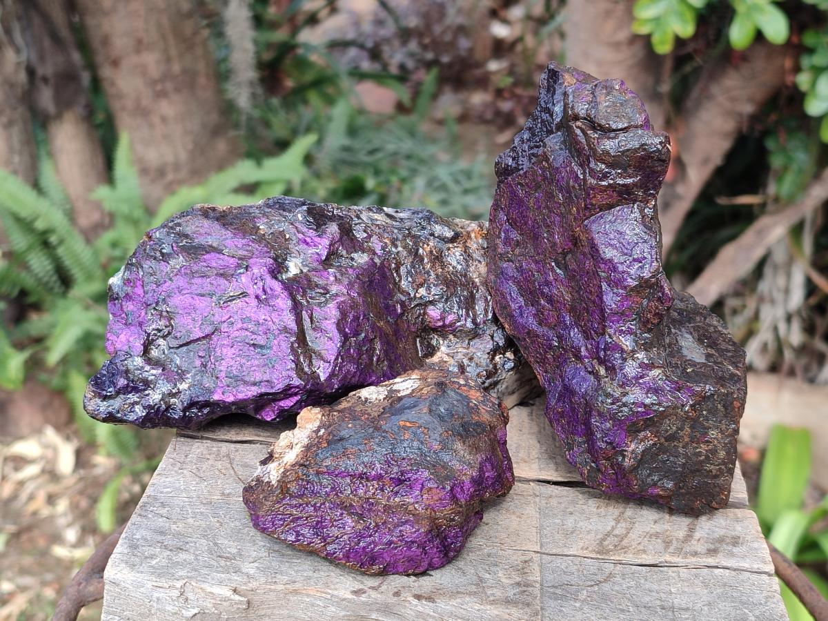 Natural Metallic Cobbed Purpurite Specimens x 3 From Erongo, Namibia - Toprock Gemstones and Minerals 